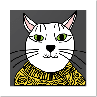 Portrait of Yellow Sweater Cat Posters and Art